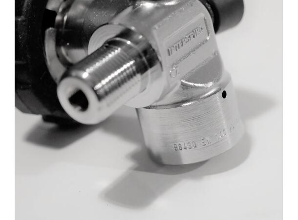 Interspiro flaskeventil M17 300 bar 90°, Burst disk 